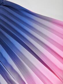 SHEIN Explorewe 2pcs/Set Spring/Summer Tween Girls " Me" Anime Print Cap Sleeve T-Shirt And Ombre Pleated Skirt, Suitable For Daily, Commute, Casual, Gathering With Friends - Black - View 3