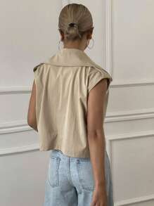 Livesso 新款夏季女士休闲商务无袖夹克、风衣式背心