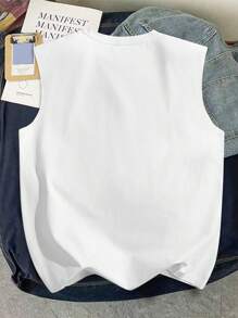 Manfinity Joysei 1997 男士休闲无袖背心，夏季 - 白色 - 查看 2