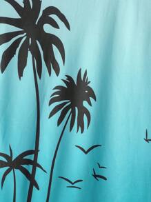 Genlund Men's Vacation Casual Coconut Tree Print Sleeveless Top And Shorts Set, Beach Outfits, Cozy Outfits - Multicolor - View 4