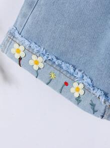 2pcs/Set Girls Versatile Summer Cute Lady-Like Embroidery Outfit - Baby Blue - View 4