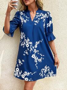 SHEIN Clasi Vestido feminino de manga média estampado para o Dia dos Namorados, primavera/verão, traje para o Dia dos Namorados