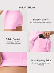 GLOWMODE FeatherFit™-Air Elevate A-Line Built-In Peekaboo Short Pocket Mini Slip Dress Low Impact Daily Summer Quick Dry Moisture Wicking - Bubblegum Pink - View 5
