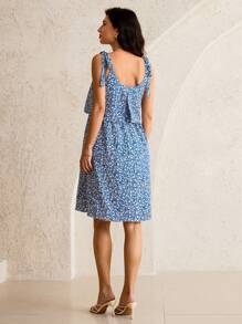 MaterniWear Vestido de verano con tirantes para embarazadas y lactancia con estampado floral
