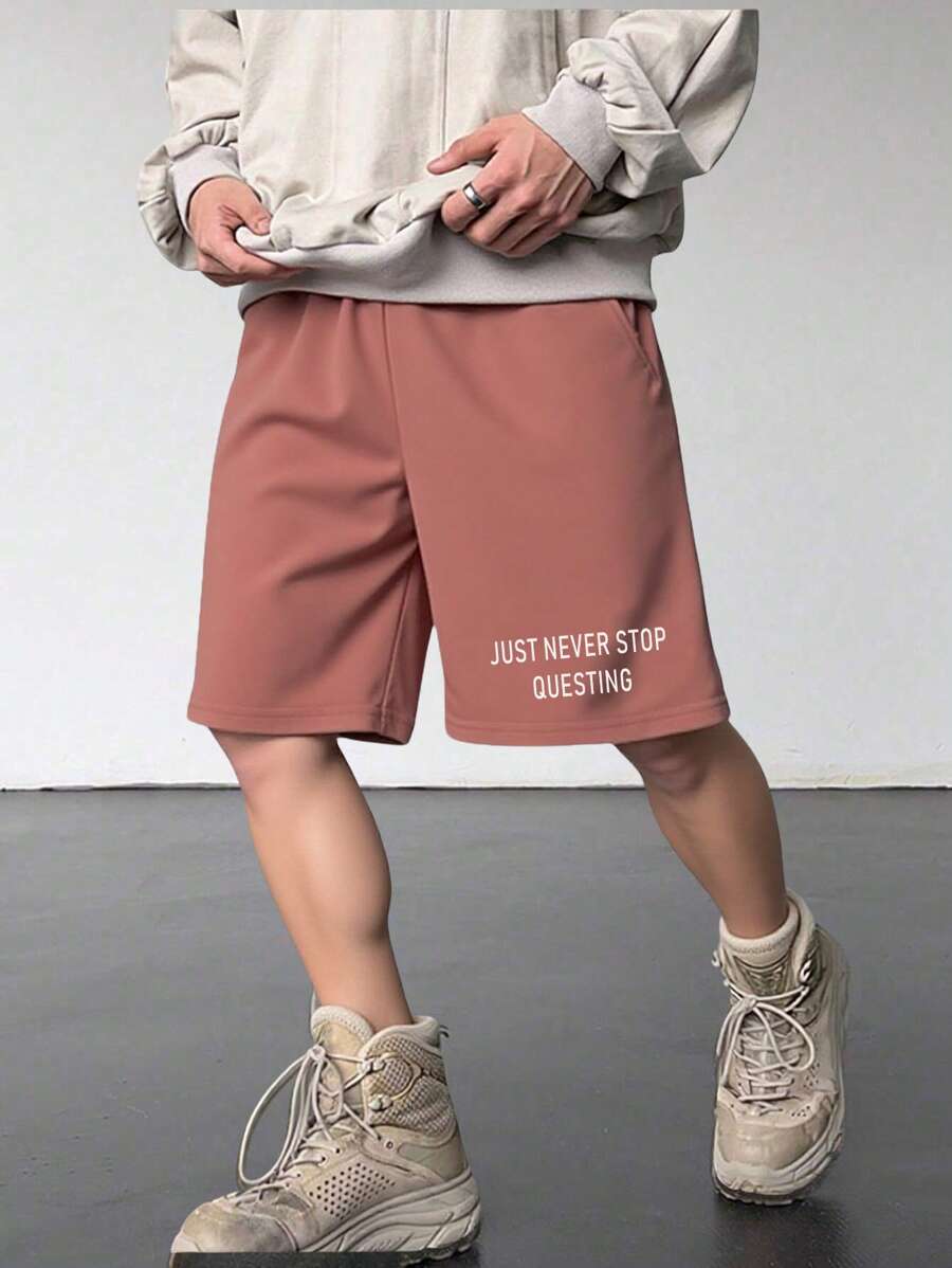 SHEIN 1 Pc Boys All-Match Logo Printed Casual Summer Shorts - Red - View 1