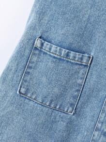 Girls' Frill Trim Denim Dress,Holiday,Summer,Travel - Dark Wash - View 5