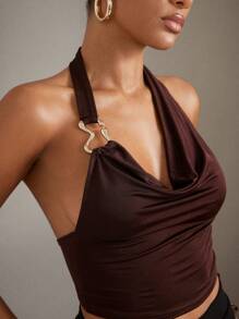 Hauture Women's Sexy Draped Neck Backless Summer Top