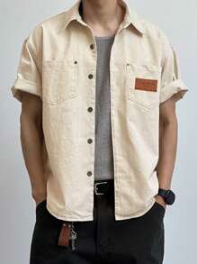 DAZY Camisa de mezclilla de verano para hombre con etiqueta