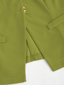 Sweetra French Minimalist Basic Metal Buttons Sleeveless Women Thin Blazer - Green - View 4