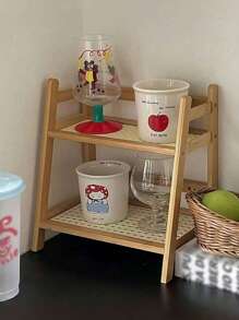 1pc Ins Style Mug Holder Organizer, Multi-Layer Desktop Storage Rack, Suitable For Dorm, Kitchen - Brown - View 1