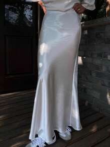 Livesso New Summer Elegant Luxury High-End Solid Color Ladies Skirt - White - View 1