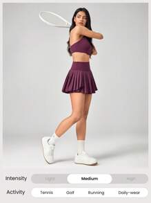 GLOWMODE Ace Flex Tummy Control Pleated Tennis Skirt With Built-In Shorts Side Pockets Tennis Golf Daily Spring Summer