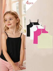 4pcs Girls Tween Tank Top Underwear Set,Multicolor 4-Pack Regular Length Soft Fabric Camisole Tops - Multicolor - View 1