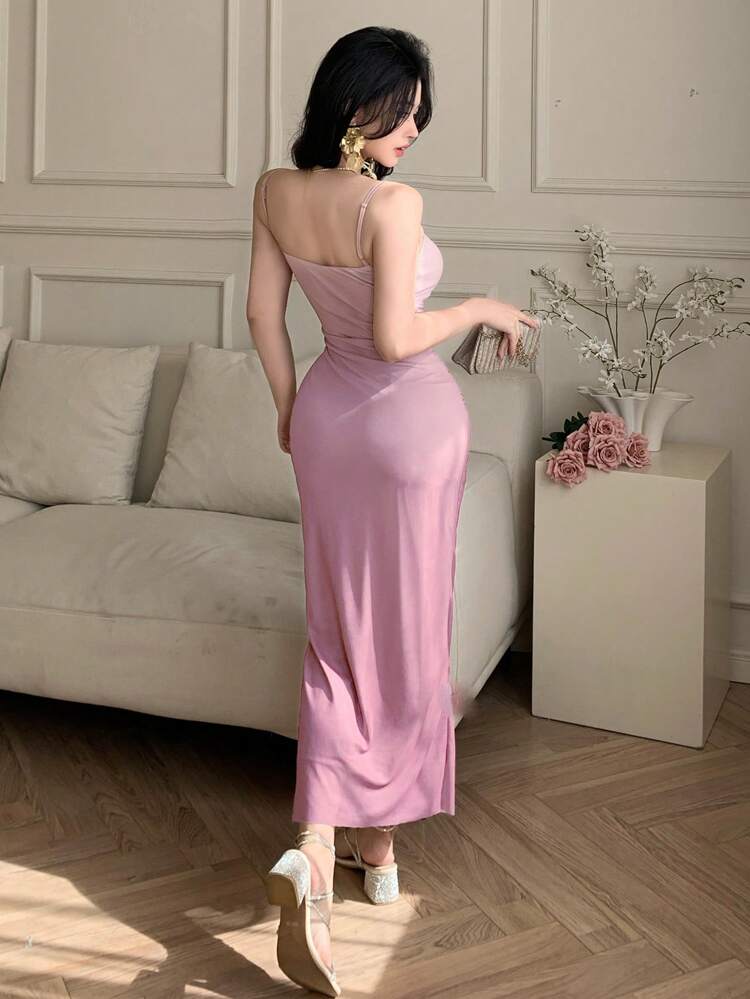 Women's Sexy Ombre Ruched Slip Dress, Summer Dress