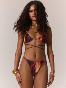 Musera Resort Resort Abstract Print Bikini Bottom Only For Summer Beach Pool Vacation Resort Cute Sexy Boho Swim Ibiza Elegant Dune Daze Graphic Spring - Multicolor - View 5