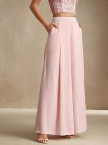 Anewsta Women Wide Leg Pants, Casual Business Casual, Daily Wear, Versatile - Pink - View 5