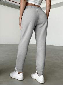 Solid Slant Pocket Sweatpants - Light Grey - View 4