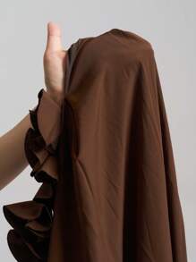 Ontre 春夏女装、早午餐装、都市时尚风格、3D 花卉图案无袖连衣裙、棕色喇叭长裙、女式长裙、日常休闲装、百搭四季服装、海滩/度假波西米亚风时尚度假装、夏季时尚达人风格、异国乡村音乐节西部风情、优质舒适面料 - 棕色 - 查看 8