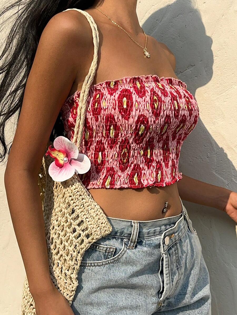 Sunnyshic المرأة الرجعية مطبوع تنورة نفرة المحاصيل