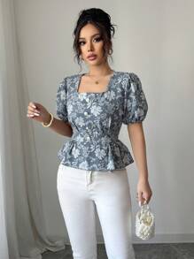 Elenzga Camicia casual da donna a maniche corte tinta unita, minimalista e alla moda, adatta per uso quotidiano