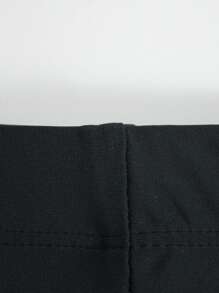 Manfinity Swimmode Men's Letter & Geometric Print Elastic Waist Boxer Brief Swim Shorts Men Swim Trunks - Black - View 8