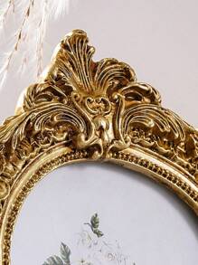 SHEIN 1pc Vintage European Style Gold Curved Frame Decorative Photo Frame, With One Random Inner Paper, For Home Decoration And Picture Display Valentine DAY, Valentines Wedding, Birthday, Room Decor, Ramadan Decor, Bedroom Decor, Wedding Decor, Home Decor Living Room, Office Decor, House Decor, Photo Frame, Room Decoration Stuff, Picture Frame,Fall Decor