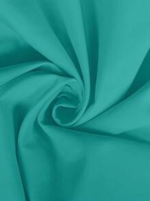 Maweii Plus Size Solid Color Shirt Collar Button Front Mid-Length Sleeve Pleated Casual Midi Dress Maxi Women Outfit - Teal Blue - View 7