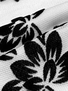 SHEIN MOOSTA Gothic Style Women Top, Floral Print Fabric, Ruffle Trim - White - View 3