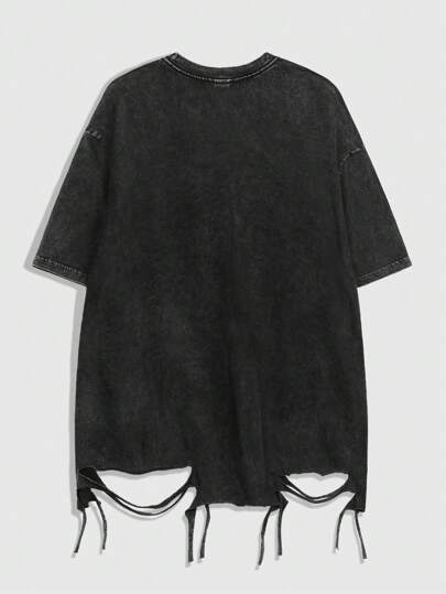 Goth Camiseta con estampado de copos de nieve desgastados, accesorio de moda para hombre