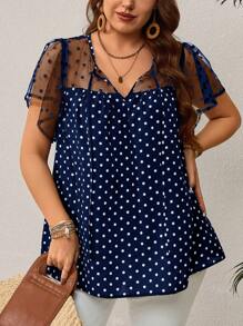 EMERY ROSE Plus Size Casual Minimalist Fashion Button Down Top, Everyday Wear,Summer /Summer,Tropical Vacation