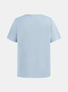 SHEIN Leap Crew 2 件 Tween Boy 淡蓝色 T 恤和字母图案慢跑裤套装 - 淺藍色 - 查看 9