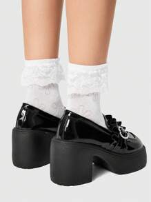 ROMWE Kawaii Petite High Platform Round Toe Chunky Heel Mary Jane Shoes For Christmas And New Year Holiday Vibe Fall And Winter Valentines Spring Shoes