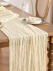 1 pieza/6 piezas Mantilla de mesa y servilletas de tela de queso de 35*71/118/157 Pulgadas en beige, Mantilla de mesa de gasa de estilo bohemio, Mantilla de mesa transparente rústica, Onda adecuada para decoración de boda, arco de jardín, fiesta de duchas nupciales, perfecta para boda, festival, Día de San Valentín, fiestas, decoración del hogar (Disponible en varios colores) - Beis - Ver 3