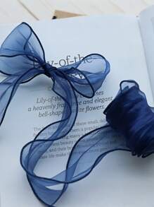 SHEIN 每卷 3/5 码优雅蓝色波浪丝绸欧根纱丝带 - 可编织发带 DIY 礼服丝带，用于礼品包装、花束包装、蛋糕装饰、婚礼、圣诞节、派对 DIY 工艺装饰、服装装饰、发饰