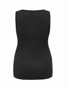 SHEIN Maternity Casual Knitted Ribbed Tank Top With Ruched Detail And Queen Anne Neckline For Everyday Comfort - Multicolor - View 8