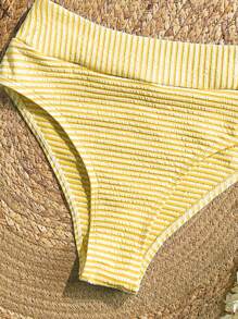 KARISMINA Women's Summer Vacation Striped Spaghetti Strap Bikini Set,Women Summer Clothing,Suitable For Summer Vacation,European Summer - Yellow - View 6