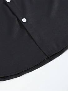 Manfinity Homme Skull Graphic Front Button Casual Short Sleeve Shirt, Suitable For Summer - Black - View 4