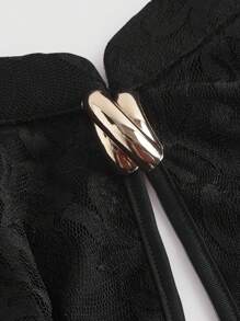 SHEIN MOD 黑色蕾丝旗袍连衣裙，中国传统风格女式长裙 - 黑色 - 查看 5