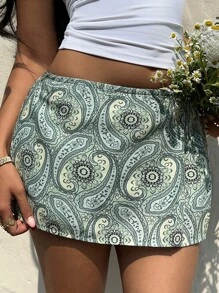 Lunelith SHEIN Lunessa Women Paisley Print Pleated Mini Skirt