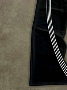 Manfinity ZONE917 Men's Street Style Graphic Print Loose Straight Leg Pants - Black - View 3