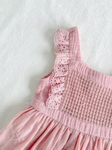 Loomiva Baby Girl Ruffled Trim Round Neck Sleeveless Cinched Waist Dress, Versatile & Comfortable