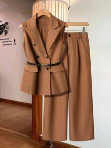 GlowEve 女士优雅腰带 2 件套，无袖