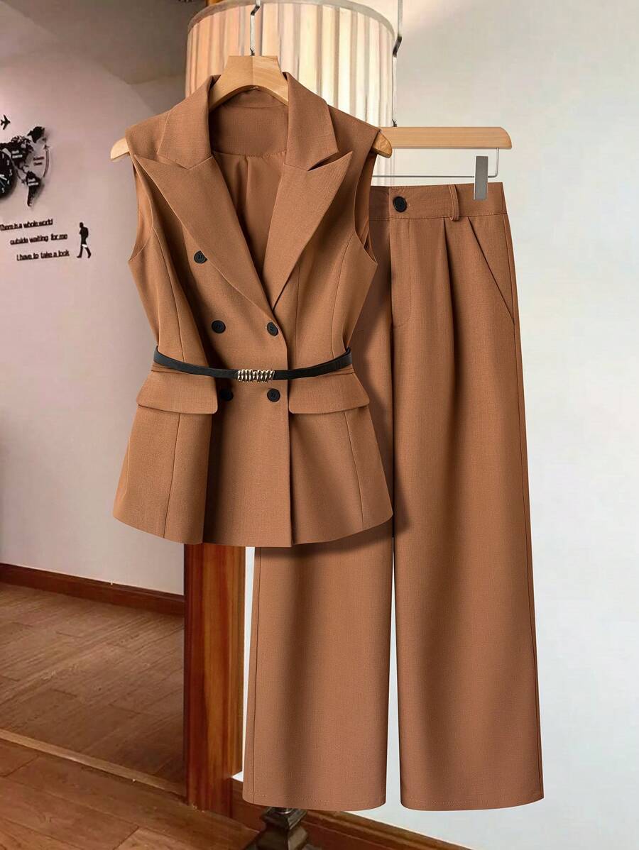 GlowEve 女士优雅腰带 2 件套，无袖