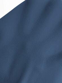 SHEIN Frenchy Plus Size Navy Blue Mini Dress: Casual Halter Neck Cold Shoulder Dress With Three-Quarter Sleeves And Cut-Out Details For Summer - Navy Blue - View 7