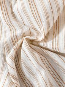 1pc Young Boy Striped Pouch Straight Leg Casual Pants - Khaki - View 3