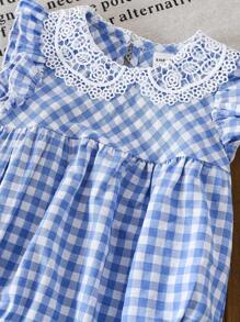 LMoss Kids LMoss   Baby Girl Woven Plaid Smock Collar Bodysuit  Baby Girl Clothes Summer Clothes Summer Baby Girls Clothing Infant Girl Clothes Summer Newborn Baby Girl Clothes Summer Girl Baby Clothes Summer