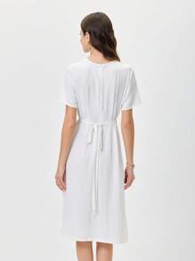 EMERY ROSE Váy dài vừa phải màu trơn thường ngày cho nữ - trắng - Xem 2