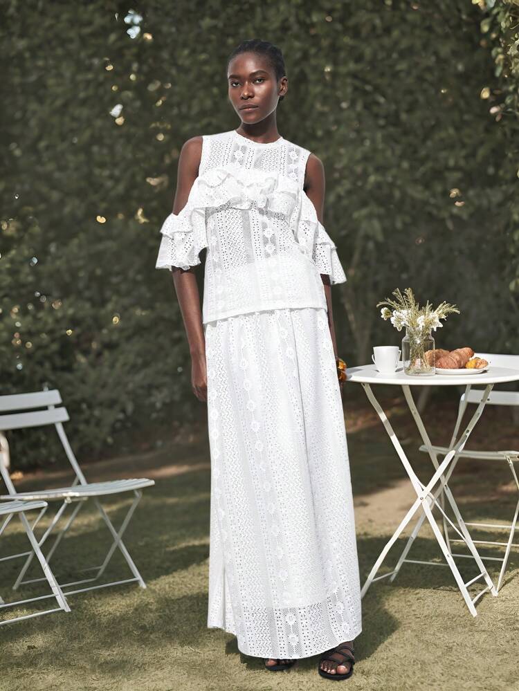SHEIN Maija 2025 Spring-Summer New Arrival Casual Fashion Comfortable Women Knitted Lace Skirt, Suitable For Daily Casual, Romantic, Outdoor, Gathering, Wedding Guest, Vintage Style, Music Festival, Graduation