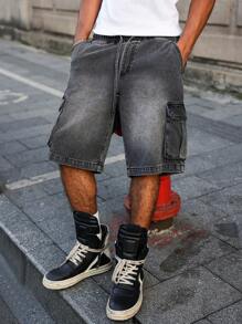 Manfinity Hypemode Short cargo casual ample et délavé gris foncé pour hommes