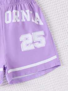 SHEIN Explorewe 少女字母圖形背心、短褲、襯衫套裝 - 彩色 - 查看 6